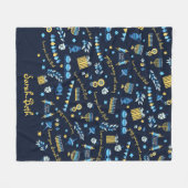 Hanukkah Persoonlijke Menorah Dreidel Fleece Blank Deken (Voorkant (Horizontaal))