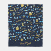 Hanukkah Persoonlijke Menorah Dreidel Fleece Deken (Voorkant)