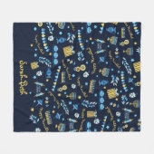Hanukkah Persoonlijke Menorah Dreidel Fleece Deken (Voorkant (Horizontaal))