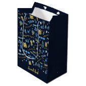 Hanukkah Persoonlijke Menorah Dreidel Gift Bag Medium Cadeauzakje (Voorkant Gekanteld)