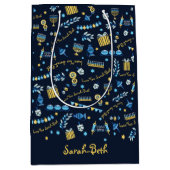 Hanukkah Persoonlijke Menorah Dreidel Gift Bag Medium Cadeauzakje (Voorkant)