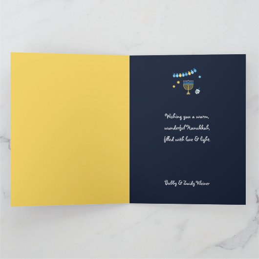 Hanukkah Persoonlijke Menorah Dreidel Kaart (Binnen)