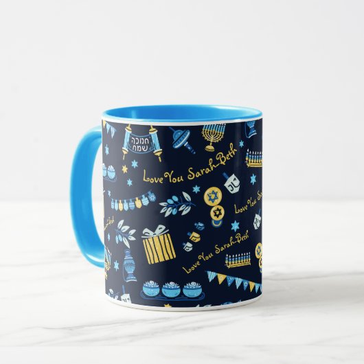 Hanukkah Persoonlijke Menorah Dreidel Mok (Voorkant links)