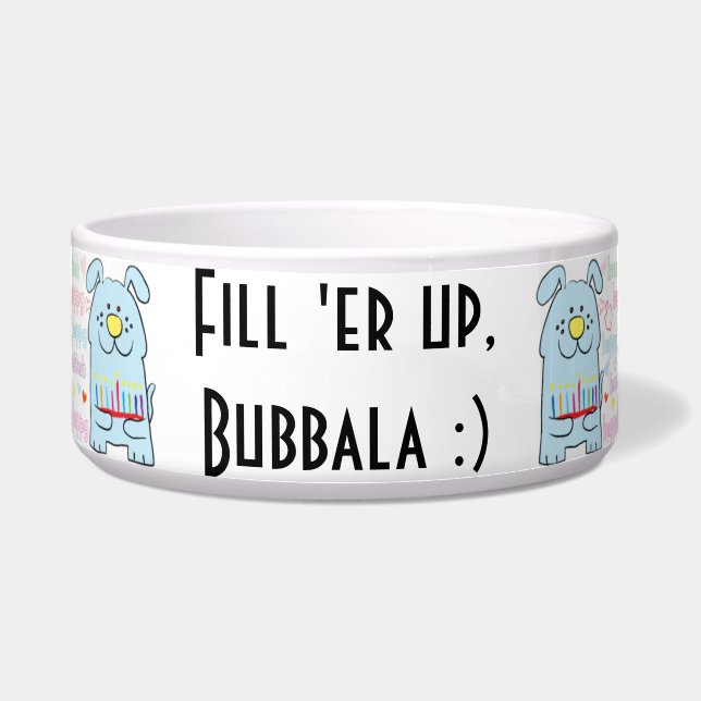 Hanukkah Pets Bowl "Fill er up, Bubbala" Voerbakje (Voorkant)