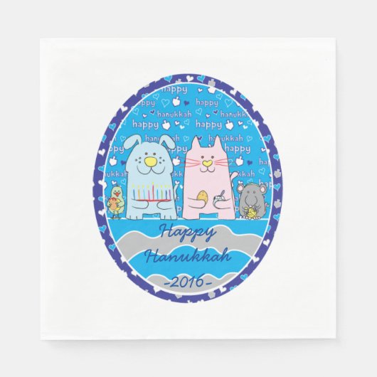 Hanukkah Pets Napkins Standard Size Servetten (Voorkant)