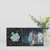 Hanukkah Photo Card "Dreidel Spinner" Feestdagenkaart (Staand voorkant)