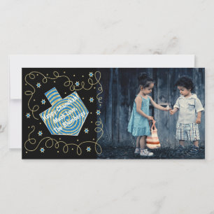 Hanukkah Photo Card "Dreidel Spinner" Feestdagenkaart