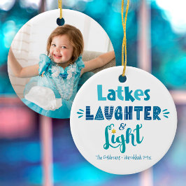 Hanukkah Photo Latkes Laughter Light Fun Modern Keramisch Ornament