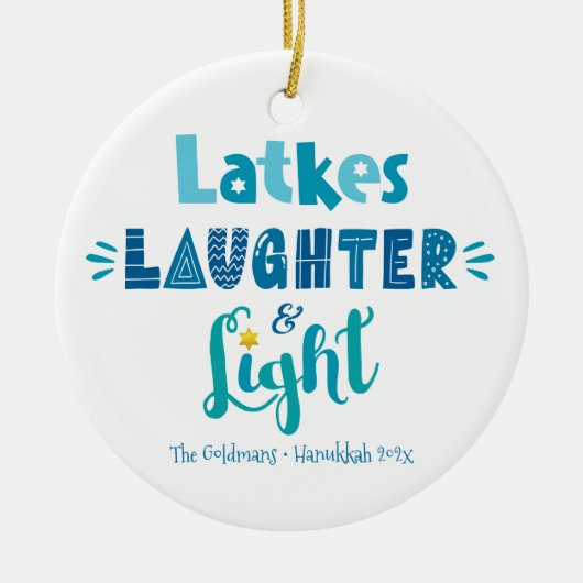 Hanukkah Photo Latkes Laughter Light Fun Modern Keramisch Ornament (Voorkant)