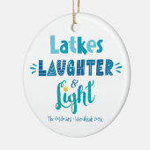 Hanukkah Photo Latkes Laughter Light Fun Modern Keramisch Ornament (Links)