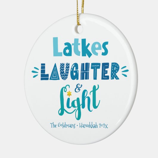 Hanukkah Photo Latkes Laughter Light Fun Modern Keramisch Ornament (Links)