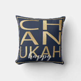Hanukkah Pillow Chanukah Happy Gold/Blue Kussen