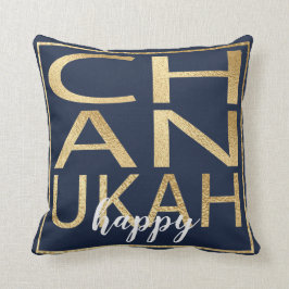Hanukkah Pillow Chanukah Happy Gold/Blue Kussen