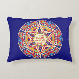 Hanukkah Pillow "Chanukah Paisley Dreidle Design" Accent Kussen