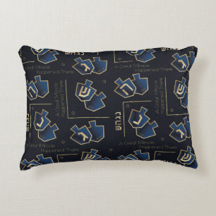 Hanukkah Pillow een geweldig wonder daar Navy Blue Accent Kussen