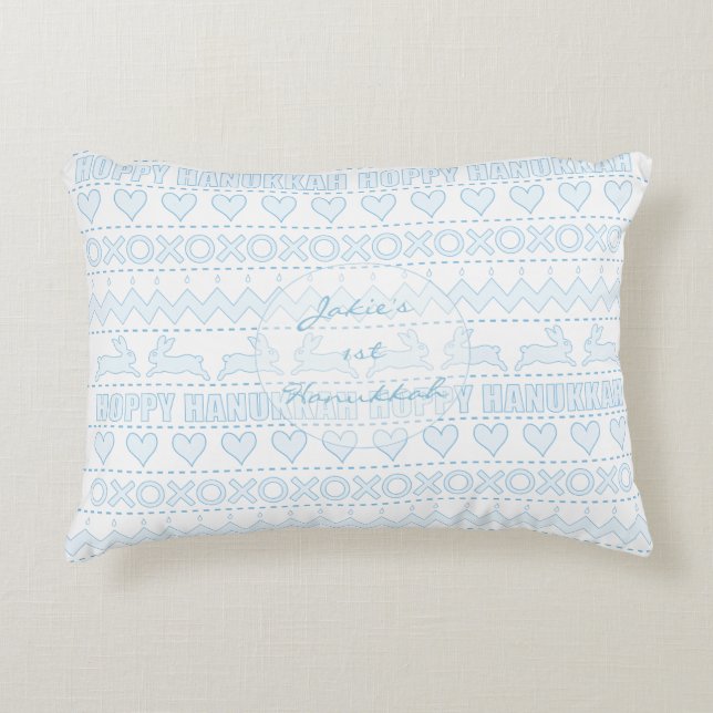 Hanukkah Pillow "Hoppy Hanukkah" Decoratief Kussen (Voorkant)