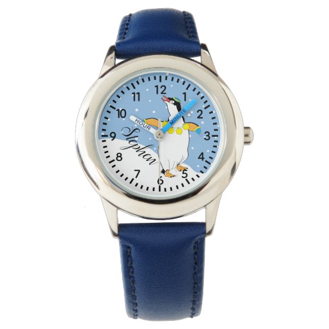 Hanukkah Pinguïn Horloge Personaliseer (Voorkant)