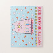 Hanukkah "Pink Cat Ballerina" Puzzle gepersonalise Legpuzzel (Verticaal)