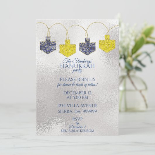 Hanukkah Pinwheels Uitnodiging (Staand voorkant)