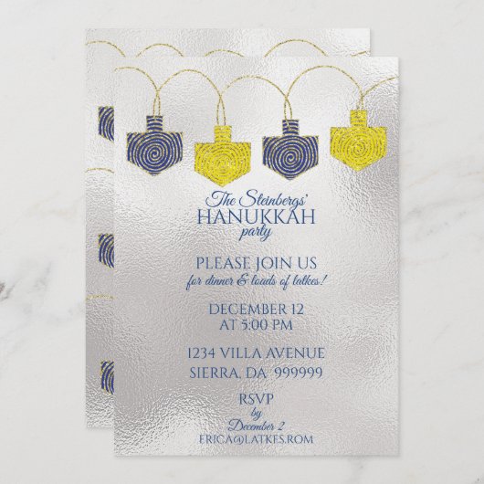 Hanukkah Pinwheels Uitnodiging (Voorkant / Achterkant)