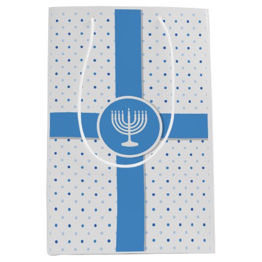 Hanukkah Polka Dot Wrapped Gift Medium Cadeauzakje (Voorkant)