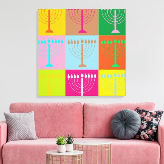 hanukkah Pop Art Canvas Afdruk (Insitu (Woonkamer))