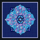 Hanukkah Poster<br><div class="desc">Blauwen van alle schoppen, lila en lavender in een bloesvorm met een zeszijdige ster in het midden is een geweldige manier om Hanoeka te vieren en tegelijkertijd je individualiteit tot uitdrukking te brengen.</div>