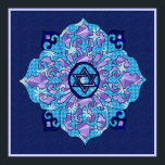 Hanukkah Poster<br><div class="desc">Blauwen van alle schoppen,  lila en lavender in een bloesvorm met een zeszijdige ster in het midden is een geweldige manier om Hanoeka te vieren en tegelijkertijd je individualiteit tot uitdrukking te brengen.</div>