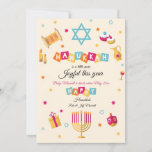 Hanukkah Pregnancy Announcement Holiday Card Feestdagenkaart<br><div class="desc">A delightful Hanukkah pregnancy announcement card with all the elements of Hanukkah, your foliday wishes and great news. (Design vector created by freepik - www.freepik.com). The card is easy to customize with your wording, font, color and paper shape options. Not exact ly what you're looking for? All our products can...</div>