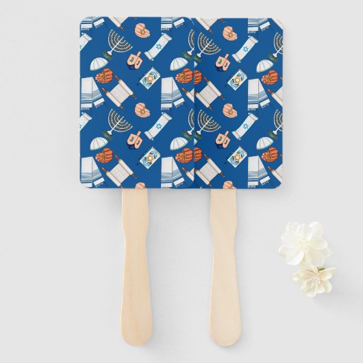 Hanukkah pret-handfans handwaaier (Voorkant en achterkant)