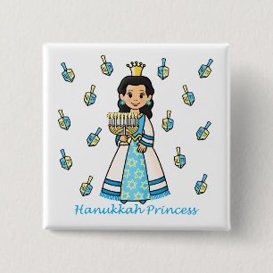 Hanukkah Princess Blank Vierkante Button 5,1 Cm