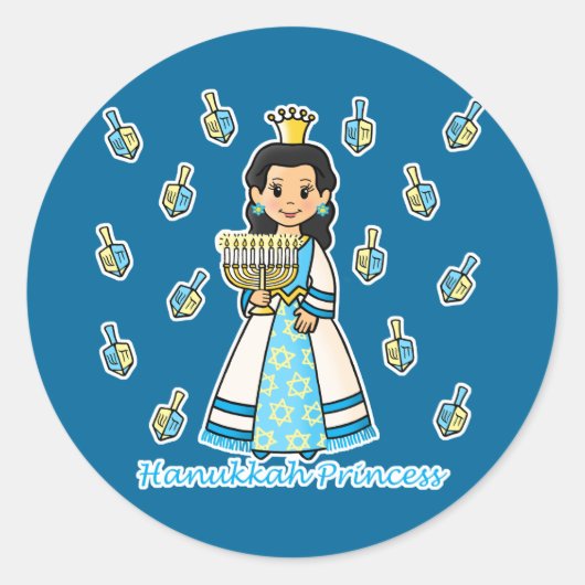 Hanukkah Princess Ronde Sticker (Voorkant)