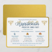 Hanukkah Progressief Diner Feest Uitnodiging (Voorkant / Achterkant)