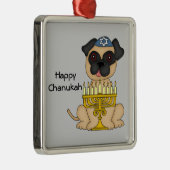 Hanukkah Pug Dog Metalen Ornament (Rechts)