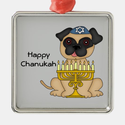 Hanukkah Pug Dog Metalen Ornament (Voorkant)