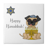 Hanukkah-Pug Hond met Menorah Tegeltje (Voorkant)