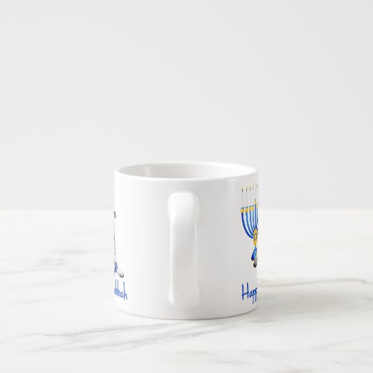 Hanukkah Pug met Menorah en Dreidels Espresso Kop (Achterkant)
