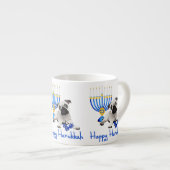 Hanukkah Pug met Menorah en Dreidels Espresso Kop (Voorkant rechts)