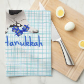 Hanukkah Pug met Menorah en Dreidels Theedoek (Quarter Fold)