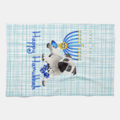 Hanukkah Pug met Menorah en Dreidels Theedoek (Horizontaal)