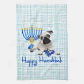 Hanukkah Pug met Menorah en Dreidels Theedoek (Verticaal)