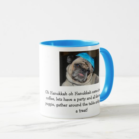 Hanukkah pug mok koffiekopje (Voorkant rechts)