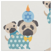Hanukkah Pugs Fabric Stof (Close Up)