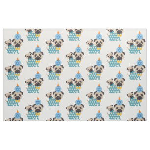 Hanukkah Pugs Fabric Stof