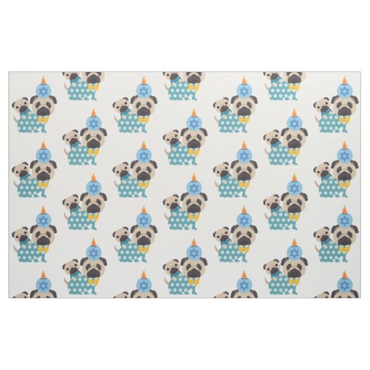 Hanukkah Pugs Fabric Stof (Fat Quarter)