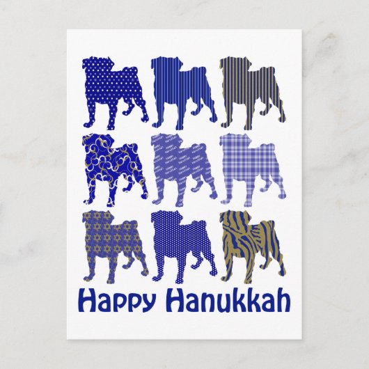 Hanukkah Pugs Feestdagenkaart (Voorkant)