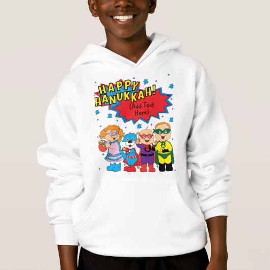 Hanukkah Pullover Toddler Sweatshirt "Super Hero" (Voorkant)