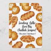 Hanukkah Pun Illustration – Latkes and Challah Feestdagenkaart (Voorkant / Achterkant)