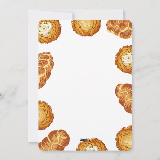 Hanukkah Pun Illustration – Latkes and Challah Feestdagenkaart (Achterkant)