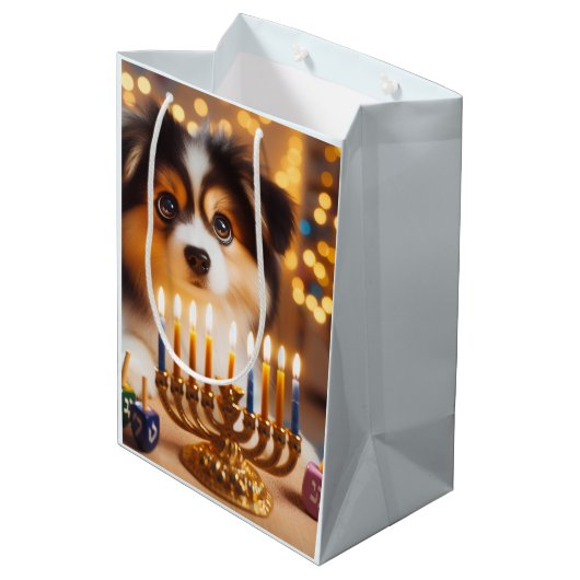 Hanukkah Puppy Medium Cadeauzakje (Achterkant Gekanteld)